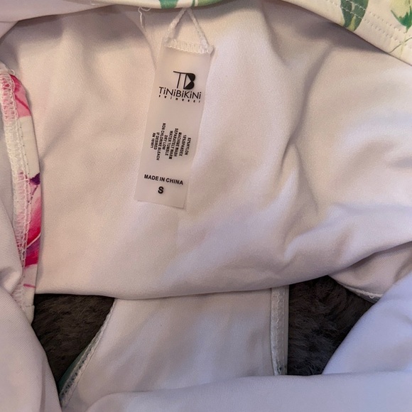 TiniBikini Floral Bandeau Bow Bikini Top & High Waisted Ruched Bottoms - Picture 6 of 6